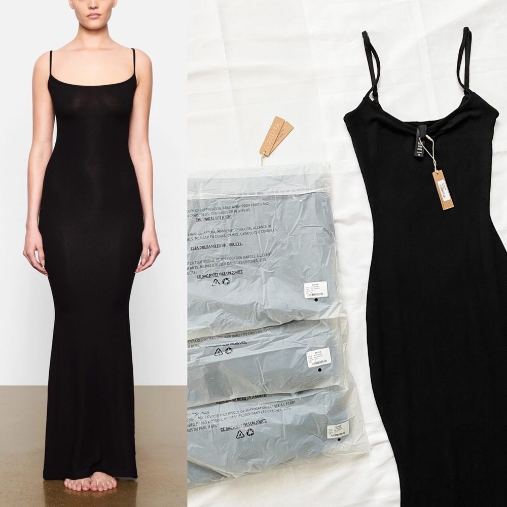 LAST ONE SKIMS Soft Lounge Dress Onyx Slip dress